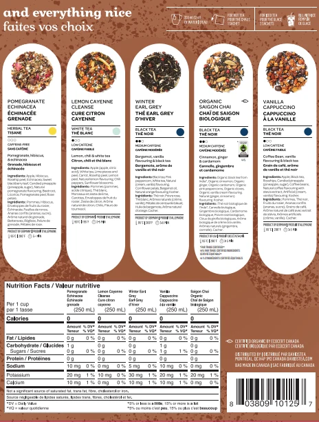 DAVIDsTEA Sugar n' Spice Teas Sachet Variety Bag of 20 Sachets - Image 2