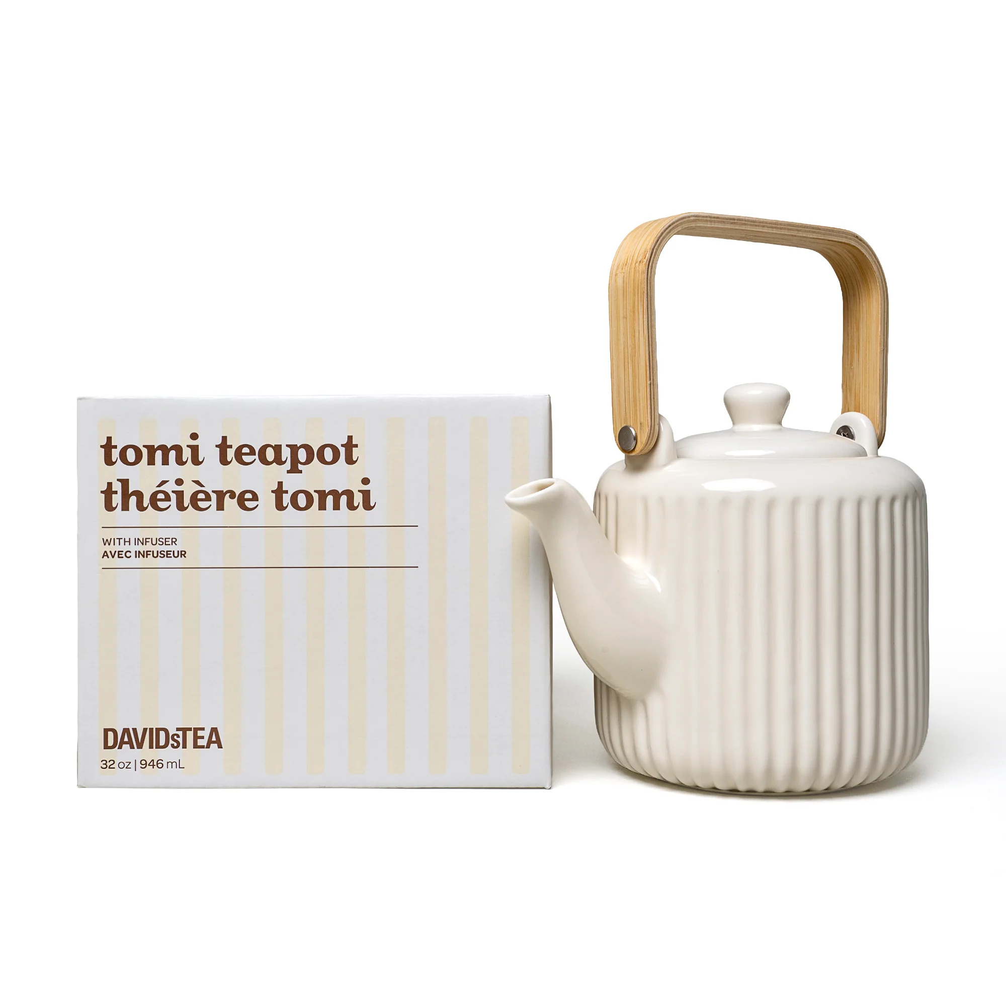 DAVIDsTEA Ivory Ribbed Tomi Teapot Tea
