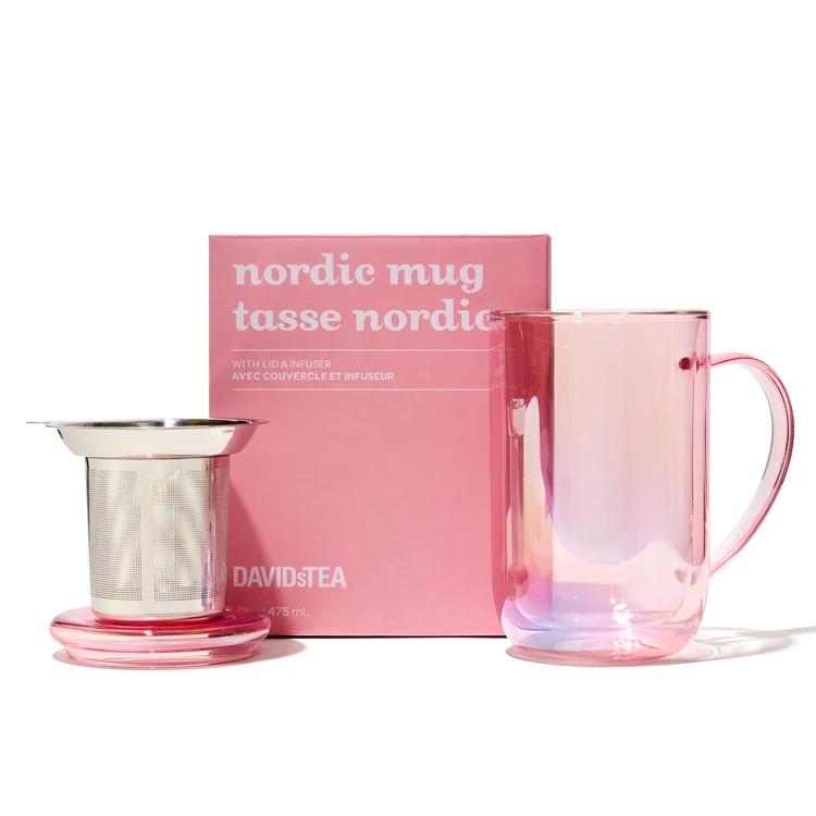 DAVIDsTEA Iridescent Pink Double Walled Glass Nordic Mug — SKU SB-FB6799-908183E819CCEC Cup