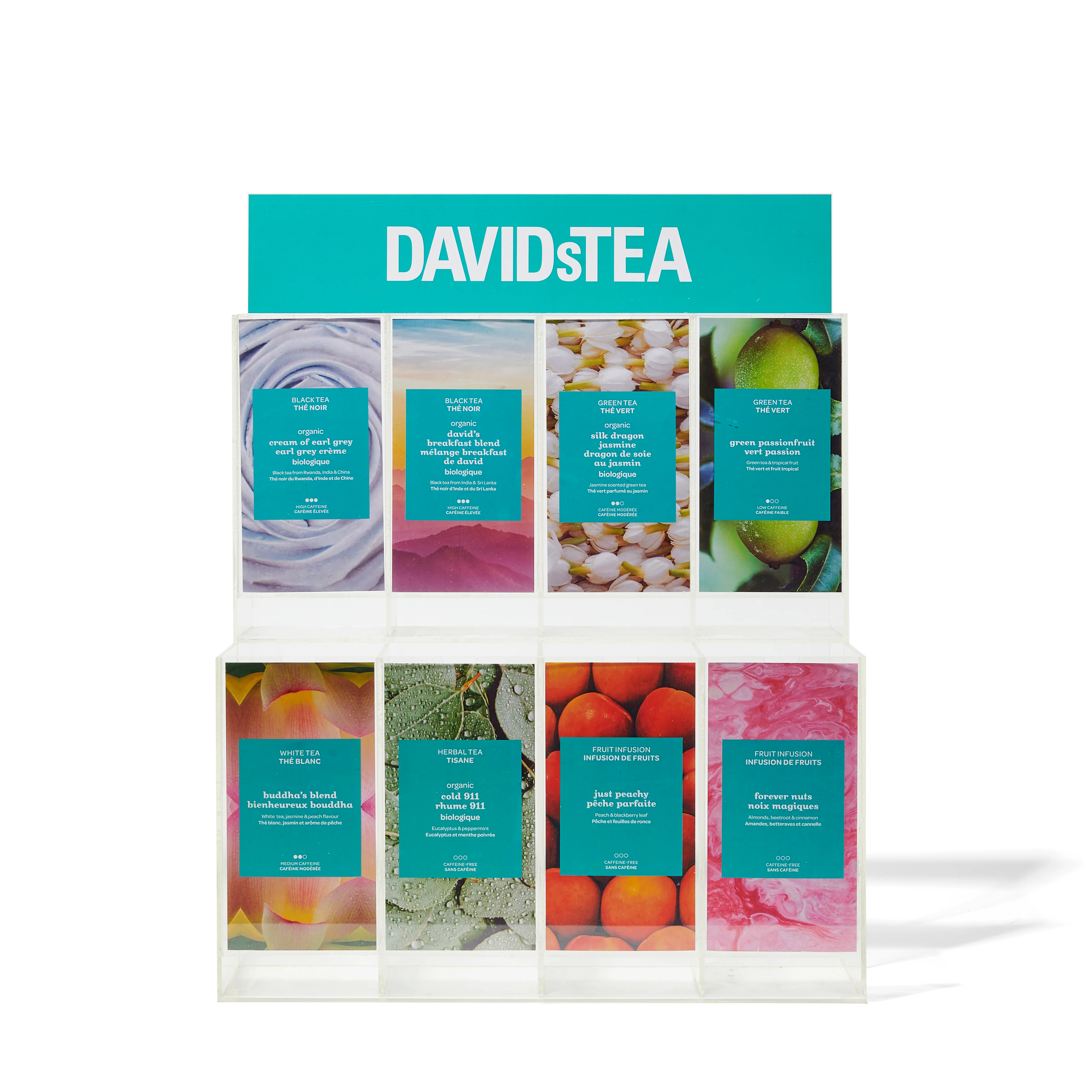 DAVIDsTEA Acrylic Display & Signage for Individually Wrapped Sachets