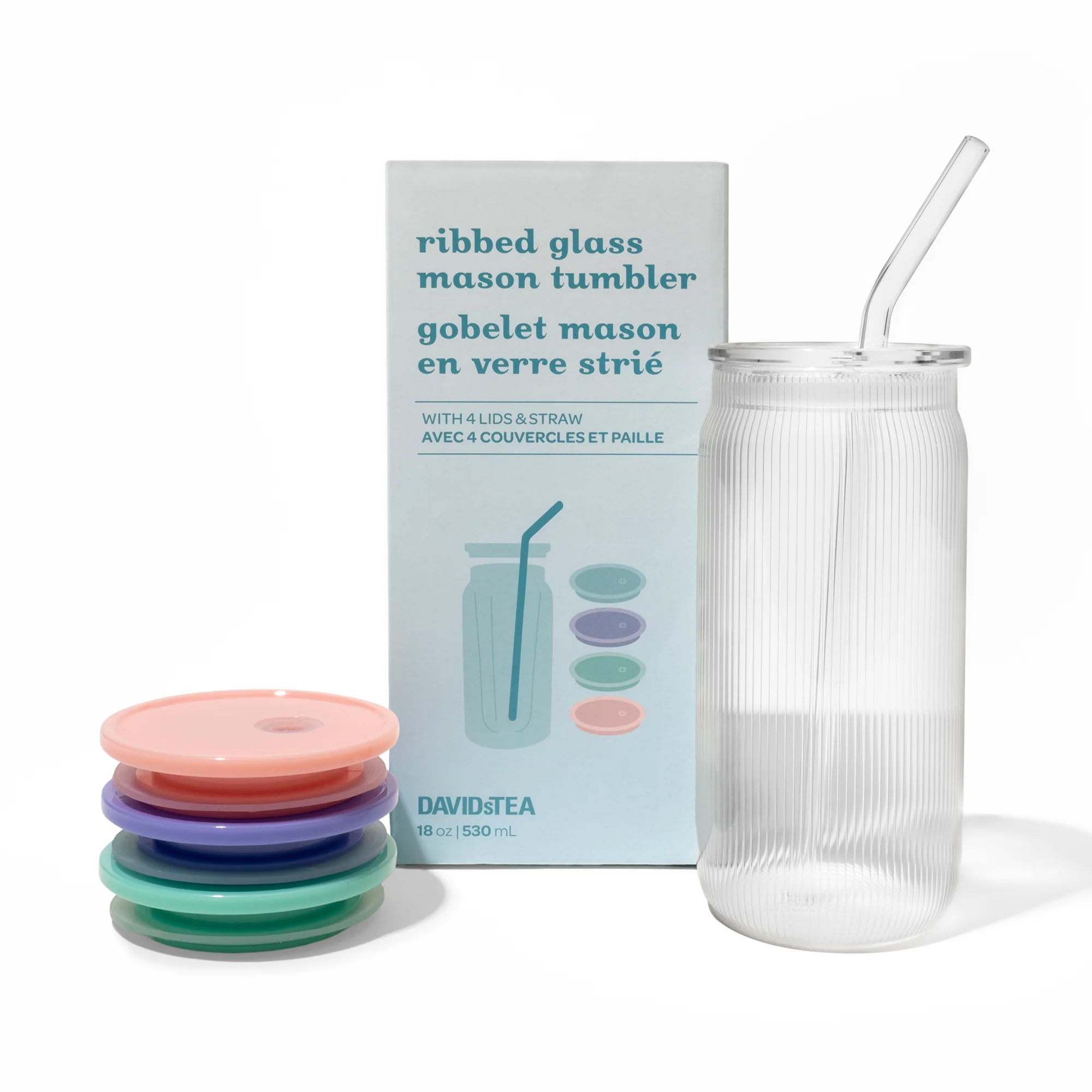 DAVIDsTEA Ribbed Glass Mason Tumbler — SKU SB-FB6799-07D6661B93C3C4 Cup