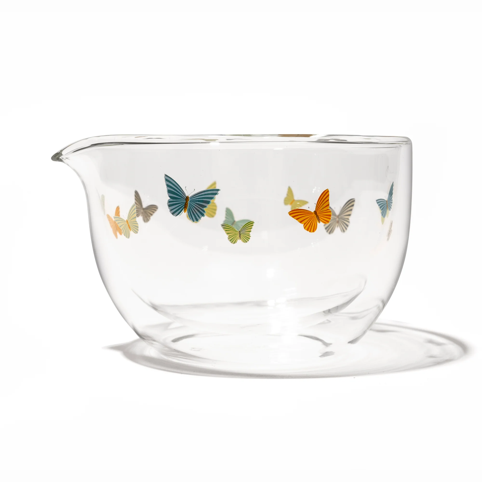 DAVIDsTEA Butterfly Away Double Walled Glass Matcha Bowl with Spout Tea