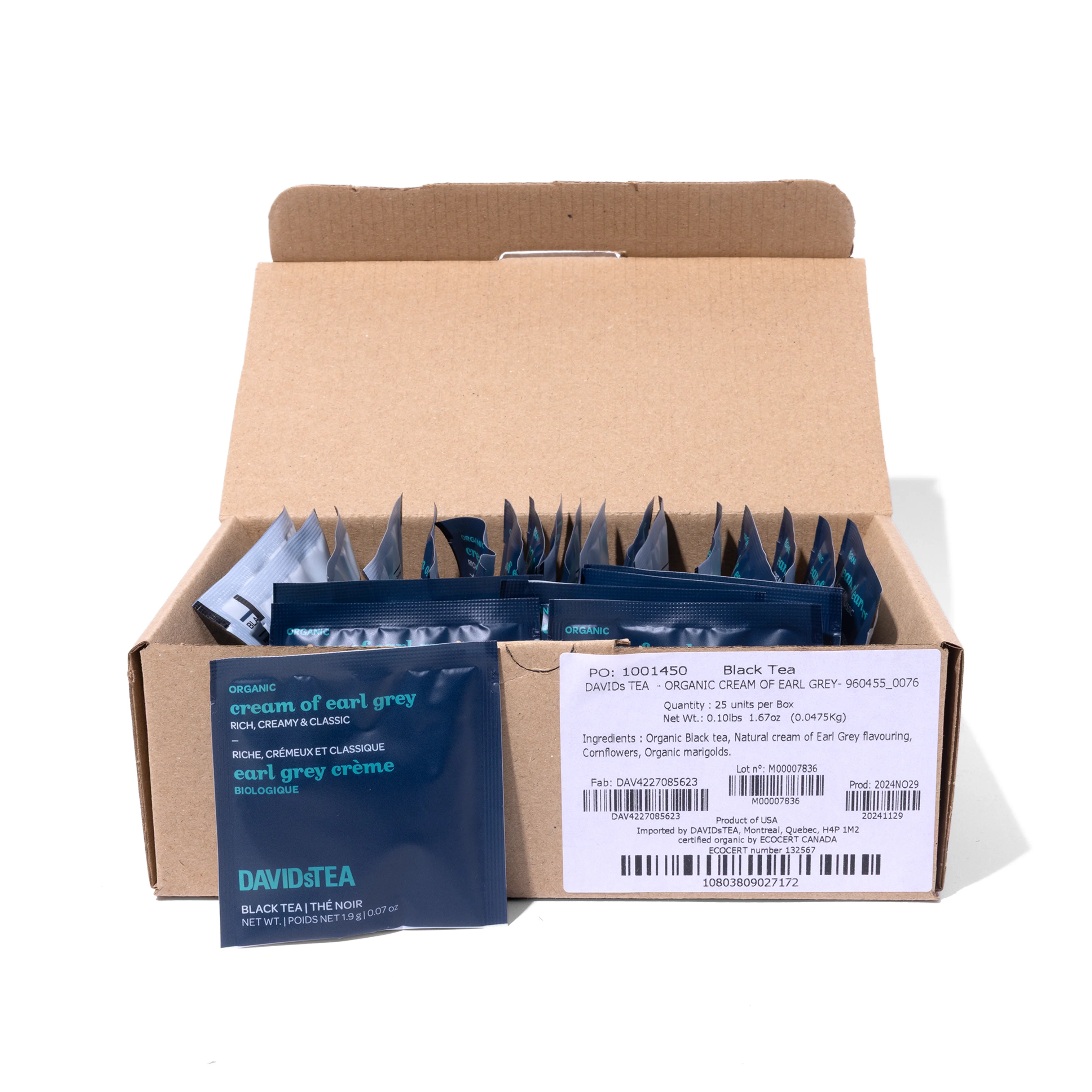DAVIDsTEA Organic Cream of Earl Grey Tea Pack of 25 Sachets - Image 3